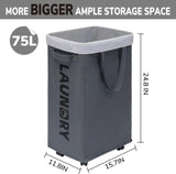 75L Collapsible Large Laundry Basket with Wheels