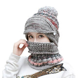 Cozy Knitted Hat Scarf Set with Velvet Lining
