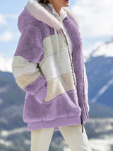 Contrasting Lamb Wool Padded Coat