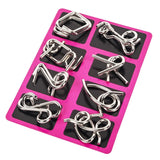 8 Piece Metal Puzzle Ring Set Brain Teaser Toys