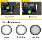 990000LM Rechargeable LED Headlamp Zoomable Torch Tactical Headlight Flashlight